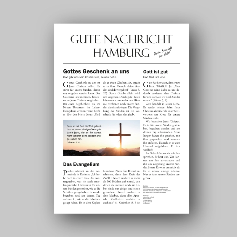 Traktat Gute Nachricht mit deinem Stadtnamen